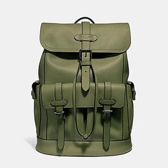 Coach Hudson Leather Backpack, Olive Green, F36811 - Picture 2 of 16